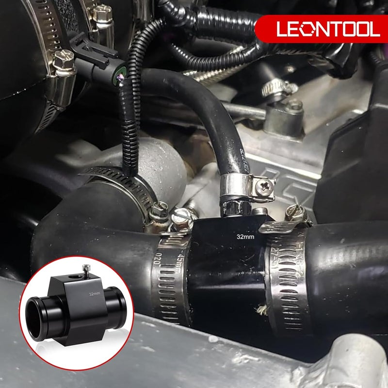 LEONTOOL Aluminum Water Temperature Joint Pipe Connector 32mm 1-1/4" Radiator Hose Sensor Gauge Adapter with 2 Hose Clamps Water Temp Meter Gauge Joint Pipe Temperature Sensor Adapter - Image 2